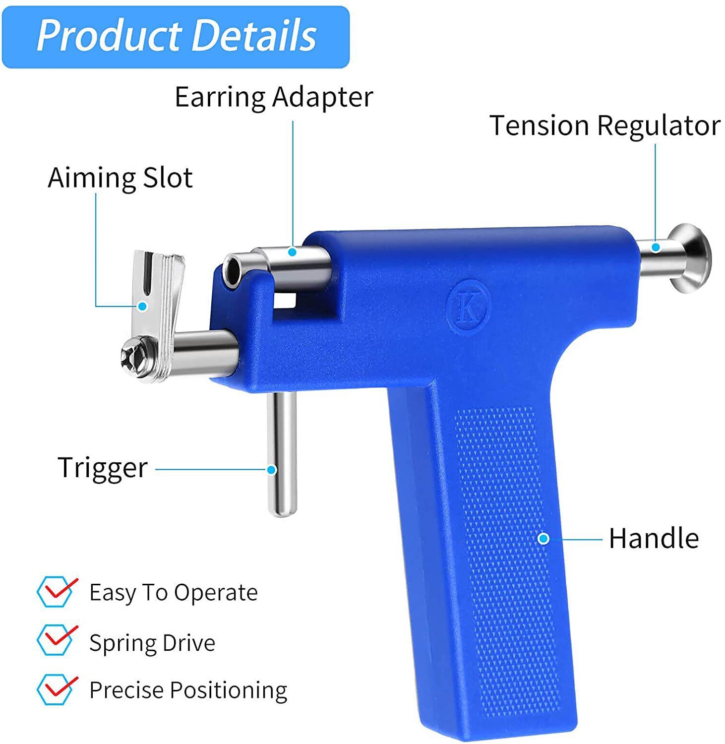 Professional Ear Piercing Gun Tool Set 98pcs Ear Studs Steel Ear Nose Navel Body Piercing Gun Unit Tool Kit Safety Pierce Tool