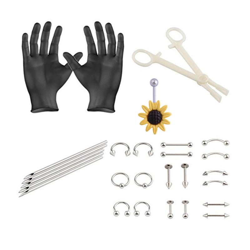 Piercing accessories set,Piercing Kit for All Body Piercings Stainless Steel Piercing Jewelry Piercing Needles for Nose Cartilage Tragus Septum