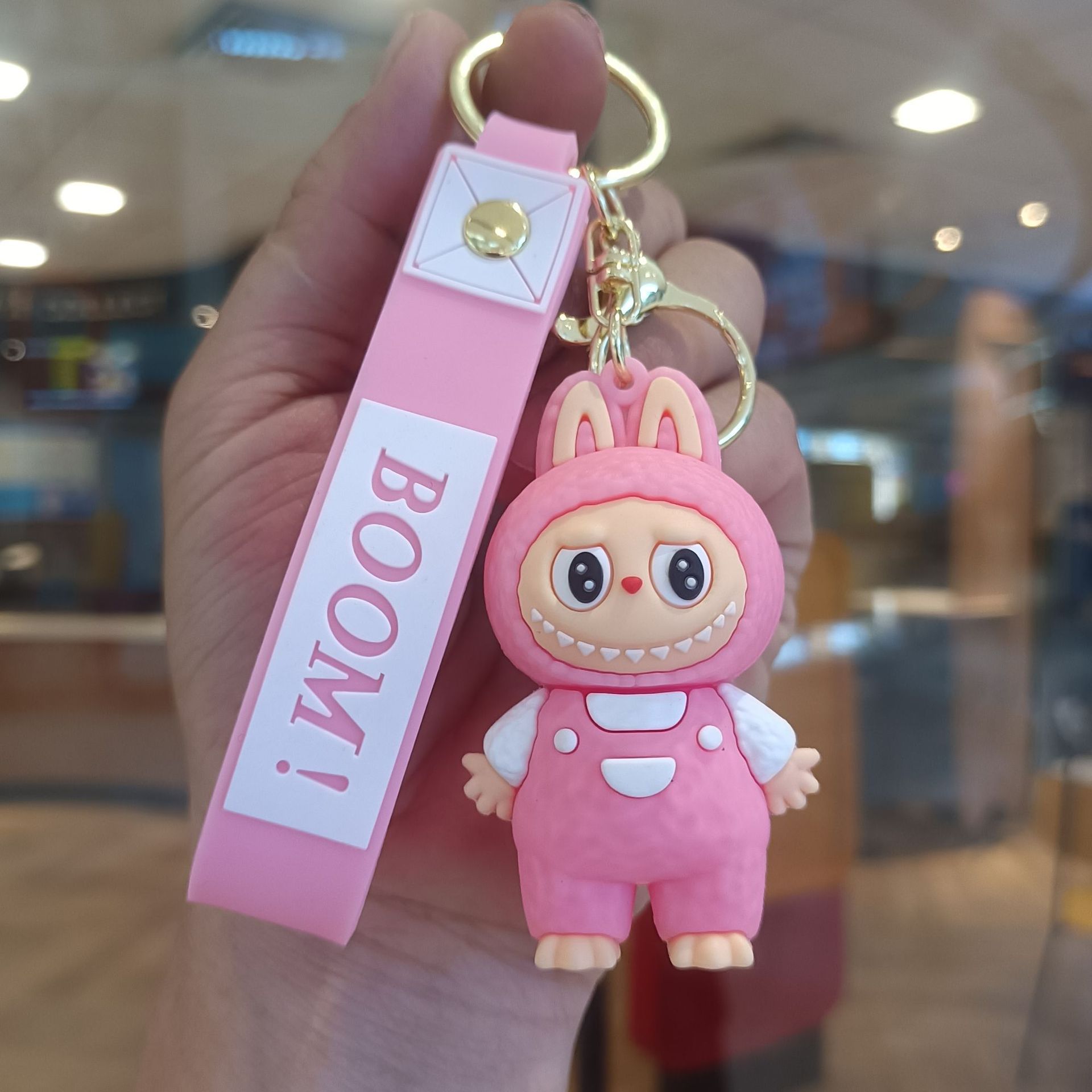 Kawaii Labubu Keychain Keyrings Figure Labubu Doll Pendant for Backpack Car Key Holder Accessories Jewelry Kids Toy Gifts