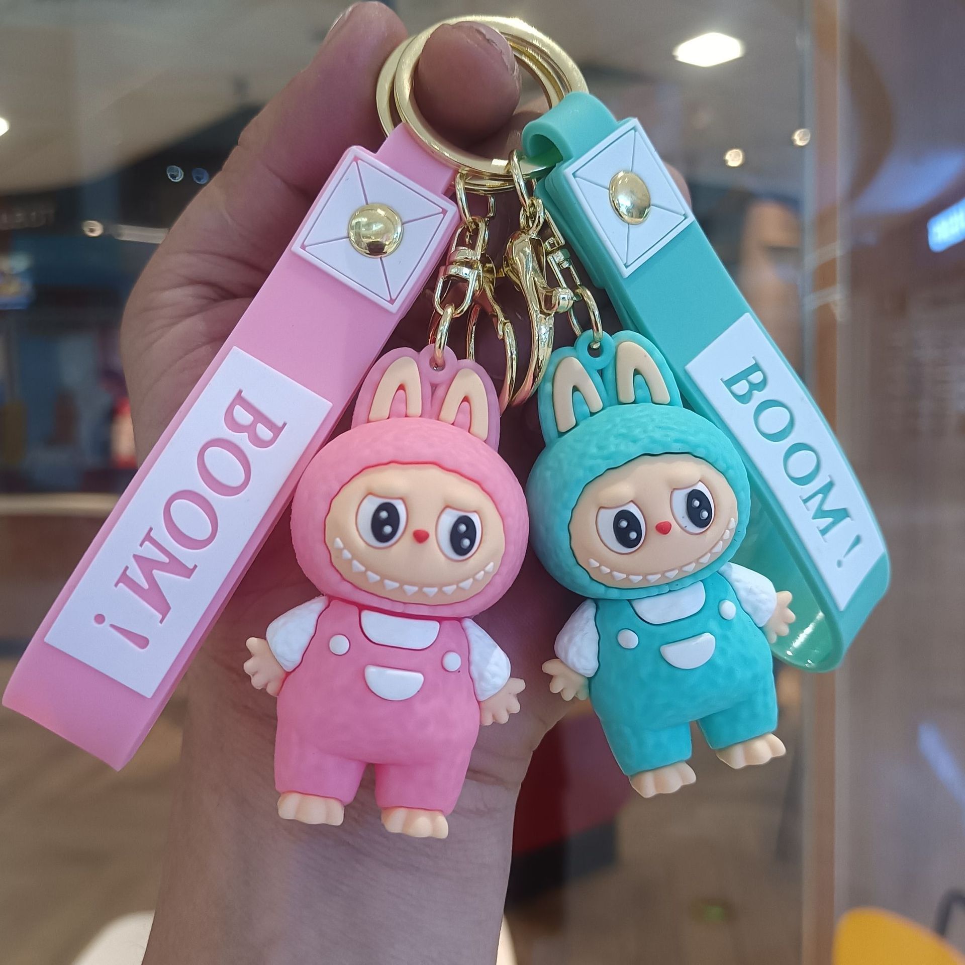 Kawaii Labubu Keychain Keyrings Figure Labubu Doll Pendant for Backpack Car Key Holder Accessories Jewelry Kids Toy Gifts