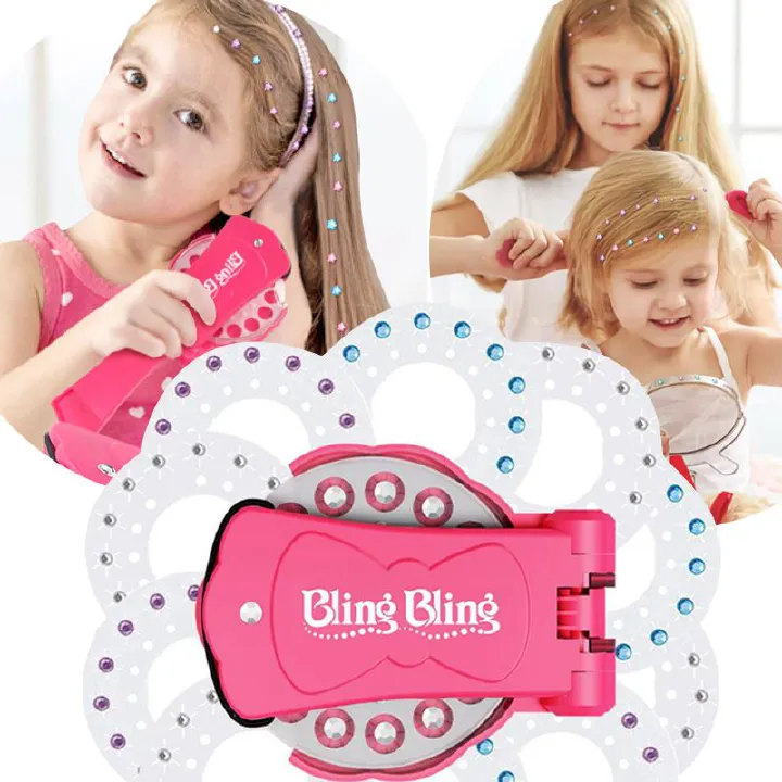 New Hair Gems Machine Toy Set for Girls Makeup Play DIY Diamond Rhinestone Sticker Hair Decoration Tool Kids Toys for Girls Gift