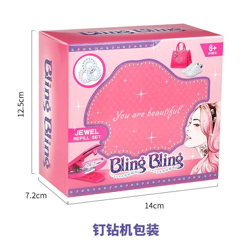 New Hair Gems Machine Toy Set for Girls Makeup Play DIY Diamond Rhinestone Sticker Hair Decoration Tool Kids Toys for Girls Gift