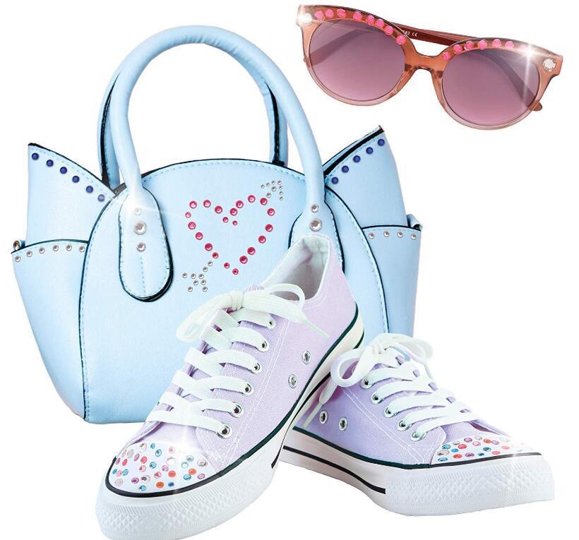 New Hair Gems Machine Toy Set for Girls Makeup Play DIY Diamond Rhinestone Sticker Hair Decoration Tool Kids Toys for Girls Gift