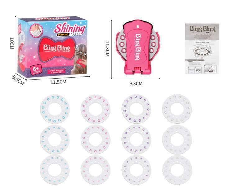 New Hair Gems Machine Toy Set for Girls Makeup Play DIY Diamond Rhinestone Sticker Hair Decoration Tool Kids Toys for Girls Gift
