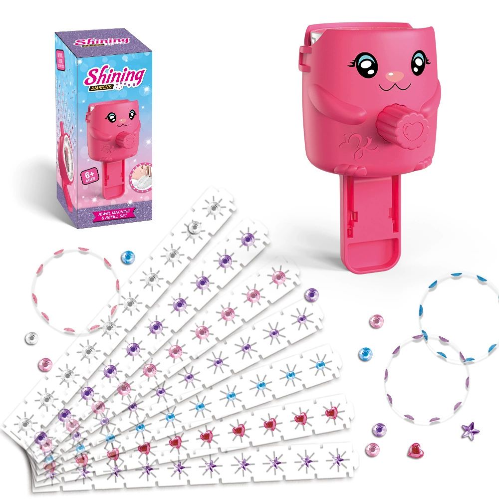 New Hair Gems Machine Toy Set for Girls Makeup Play DIY Diamond Rhinestone Sticker Hair Decoration Tool Kids Toys for Girls Gift
