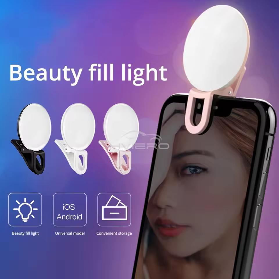 Mini Clip Mobile Phone Fill Night Light Warm White Flashlight Night Reading Light Three-block Camera Lens Selfie Artifact Beauty
