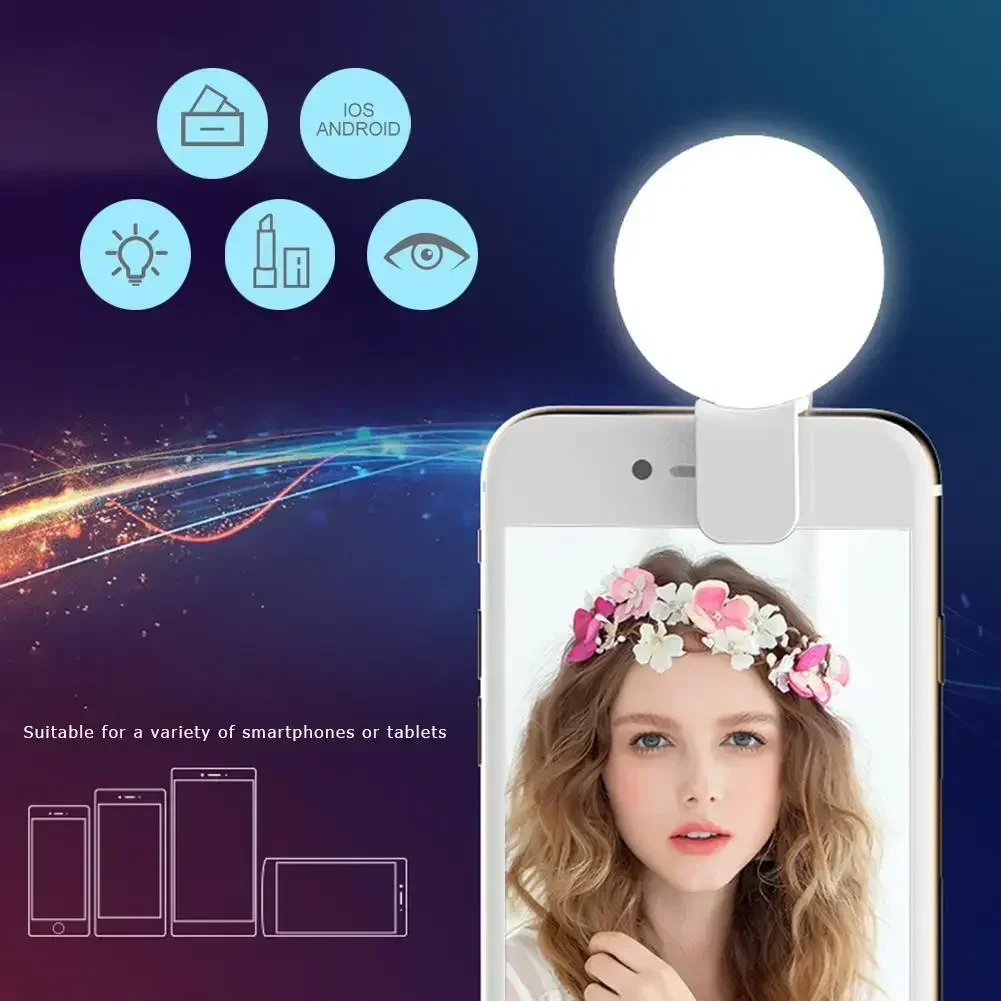 Mini Clip Mobile Phone Fill Night Light Warm White Flashlight Night Reading Light Three-block Camera Lens Selfie Artifact Beauty