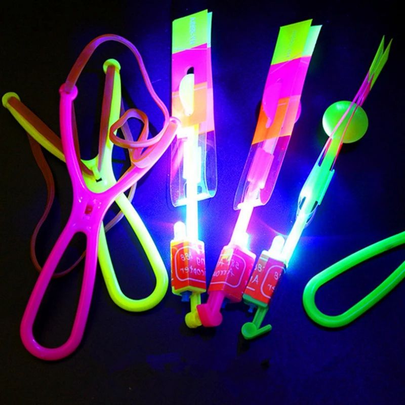 10pcs Led Light Rockets - Bright Flying Toys with Slingshot Launchers, Party Favors for Birthdays, Halloween, Christmas