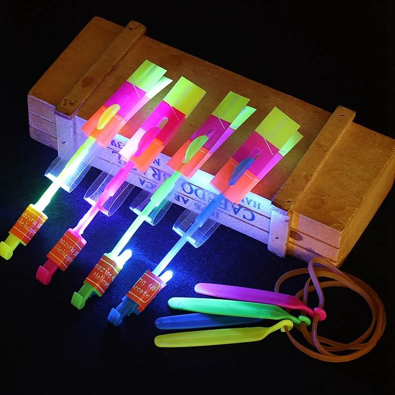 10pcs Led Light Rockets - Bright Flying Toys with Slingshot Launchers, Party Favors for Birthdays, Halloween, Christmas