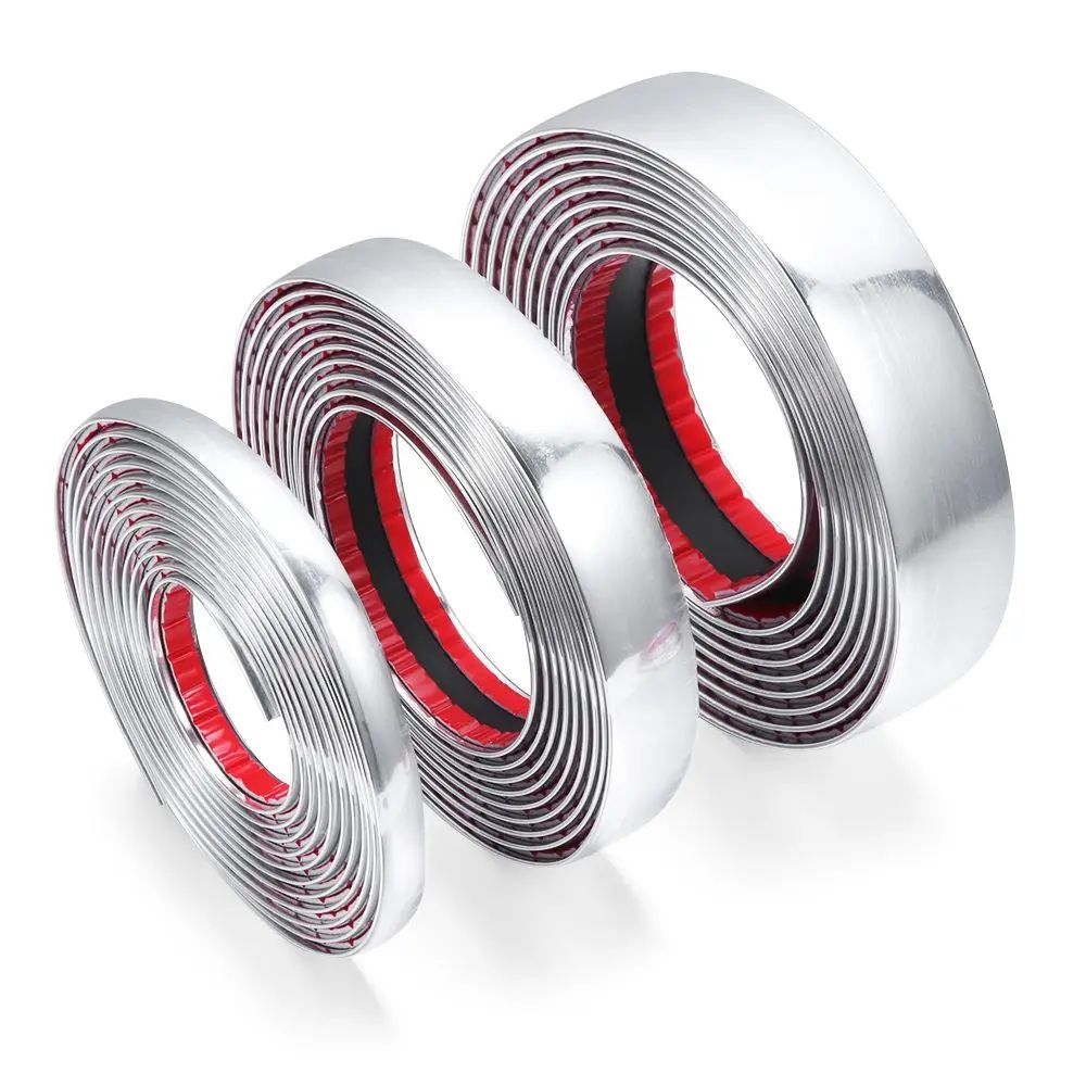 Chrome Moulding Trim Car Door Protector Stickers Strip Bumper Grill Car Anti-Collision Tape Door Edge Guard Plate Bright Sticker