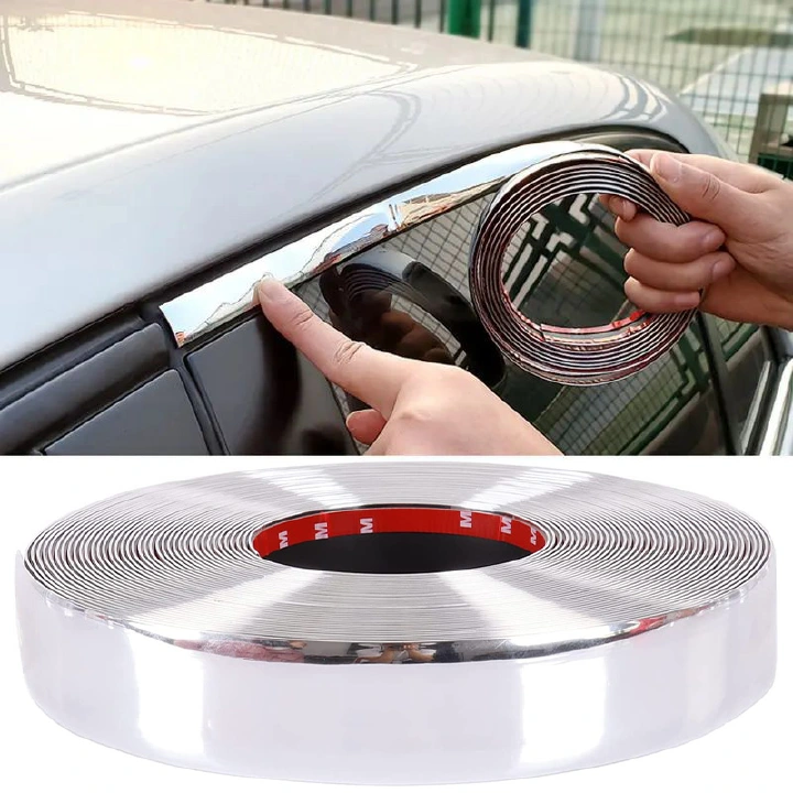 Chrome Moulding Trim Car Door Protector Stickers Strip Bumper Grill Car Anti-Collision Tape Door Edge Guard Plate Bright Sticker