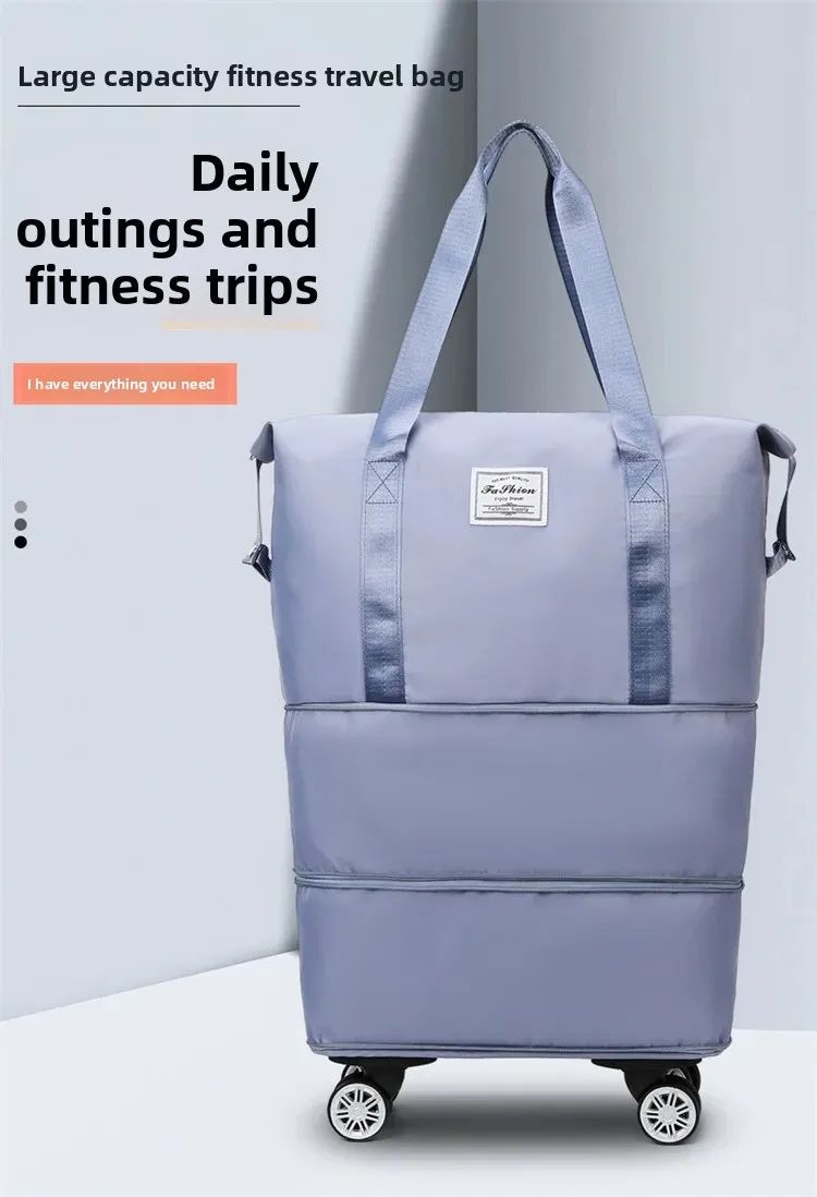 Large Capacity Waterproof Travel Bag with Universal Wheels for Business Trips And Maternity Storage Separate Wet And Dry Expansi,3-Size Silent Wheel Foldable Travel Bag,