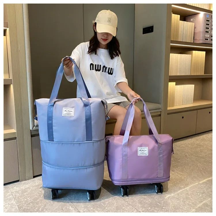 Large Capacity Waterproof Travel Bag with Universal Wheels for Business Trips And Maternity Storage Separate Wet And Dry Expansi,3-Size Silent Wheel Foldable Travel Bag,