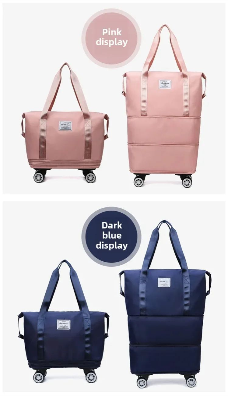 Large Capacity Waterproof Travel Bag with Universal Wheels for Business Trips And Maternity Storage Separate Wet And Dry Expansi,3-Size Silent Wheel Foldable Travel Bag,