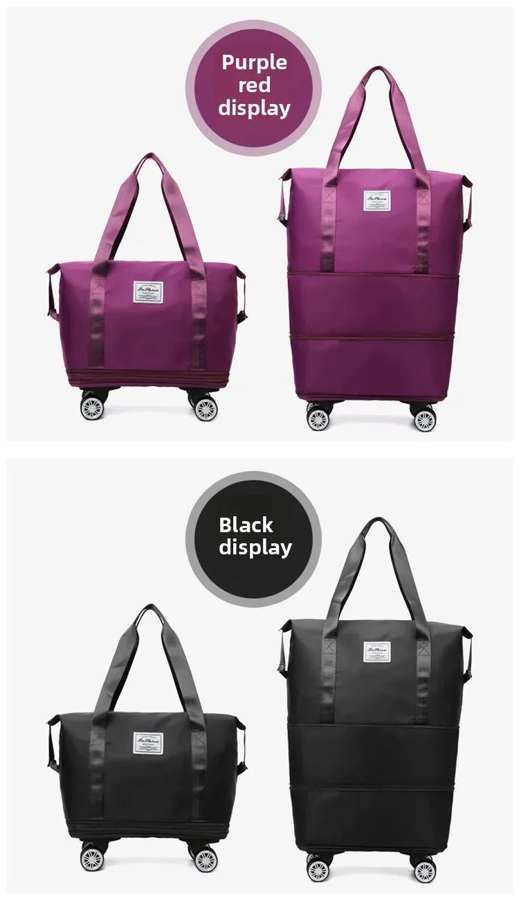 Large Capacity Waterproof Travel Bag with Universal Wheels for Business Trips And Maternity Storage Separate Wet And Dry Expansi,3-Size Silent Wheel Foldable Travel Bag,