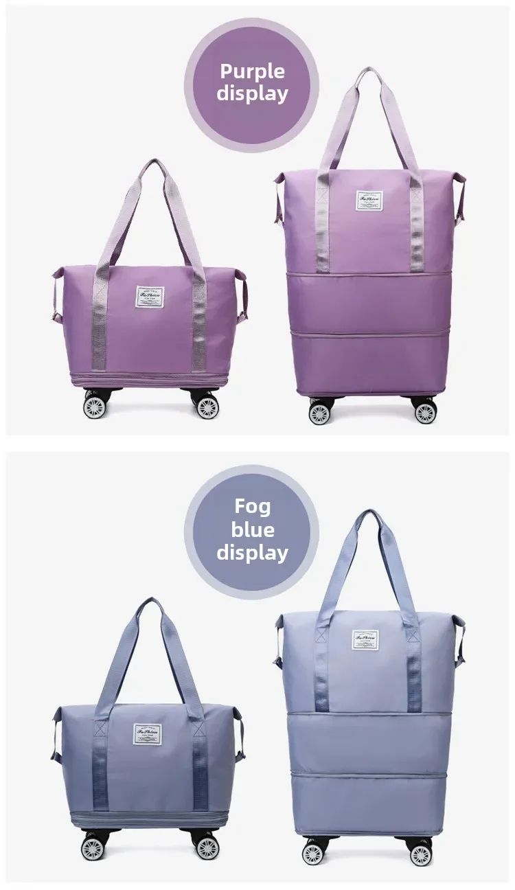 Large Capacity Waterproof Travel Bag with Universal Wheels for Business Trips And Maternity Storage Separate Wet And Dry Expansi,3-Size Silent Wheel Foldable Travel Bag,