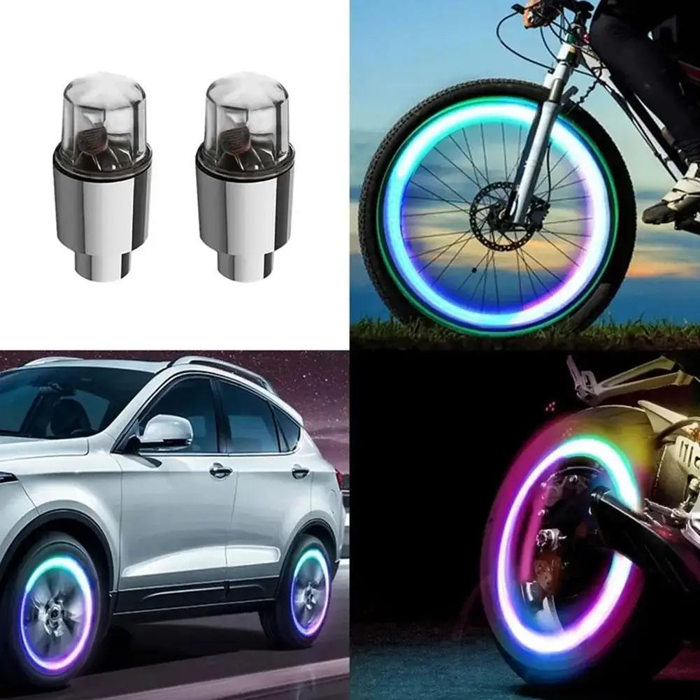 Car Motorcycle Wheel Tire Tyre Cap,Car Hub Ambient Light Bicycle LED Tire Lights Universal Car Neon Lamp Valve Cover Lights Tire Colorful Flashing Bulb Decoration