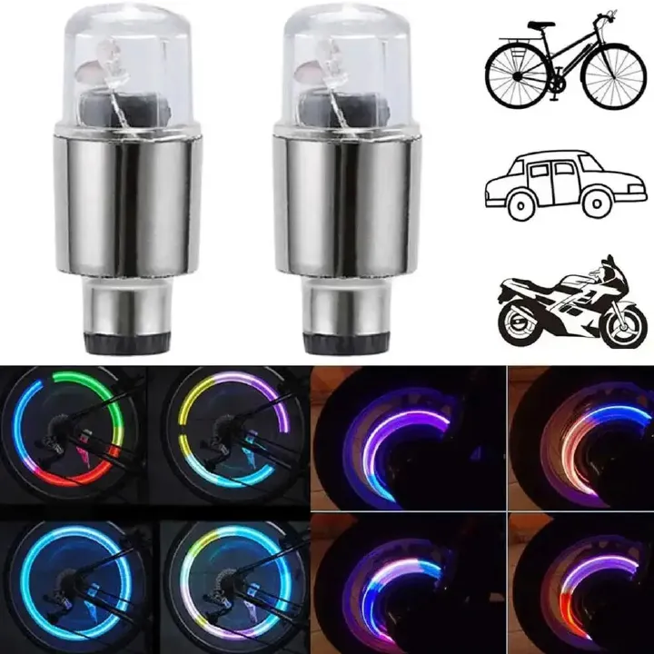 Car Motorcycle Wheel Tire Tyre Cap,Car Hub Ambient Light Bicycle LED Tire Lights Universal Car Neon Lamp Valve Cover Lights Tire Colorful Flashing Bulb Decoration