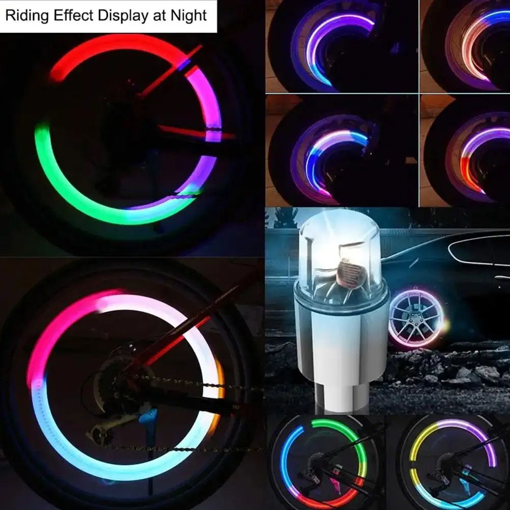 Car Motorcycle Wheel Tire Tyre Cap,Car Hub Ambient Light Bicycle LED Tire Lights Universal Car Neon Lamp Valve Cover Lights Tire Colorful Flashing Bulb Decoration