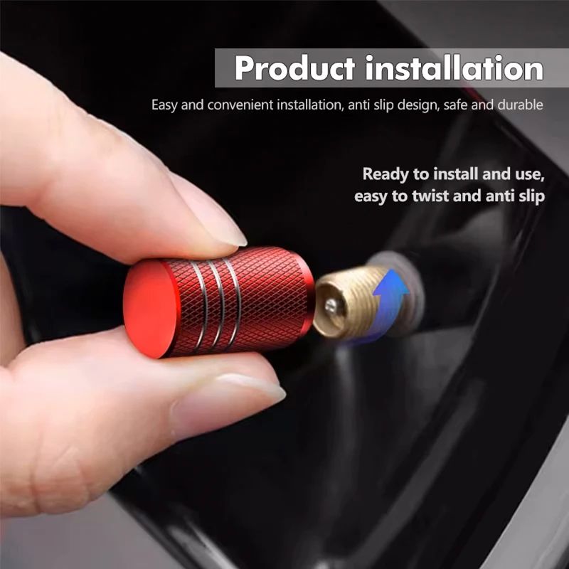 4Pcs Car Tire Valve Stems Cap Knurling Style Tire Valve Cap Aluminum Tire Wheel Stem Air Valve Cap car Universal accessories