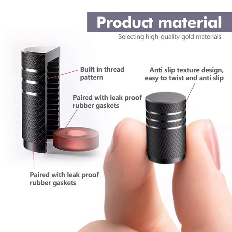 4Pcs Car Tire Valve Stems Cap Knurling Style Tire Valve Cap Aluminum Tire Wheel Stem Air Valve Cap car Universal accessories