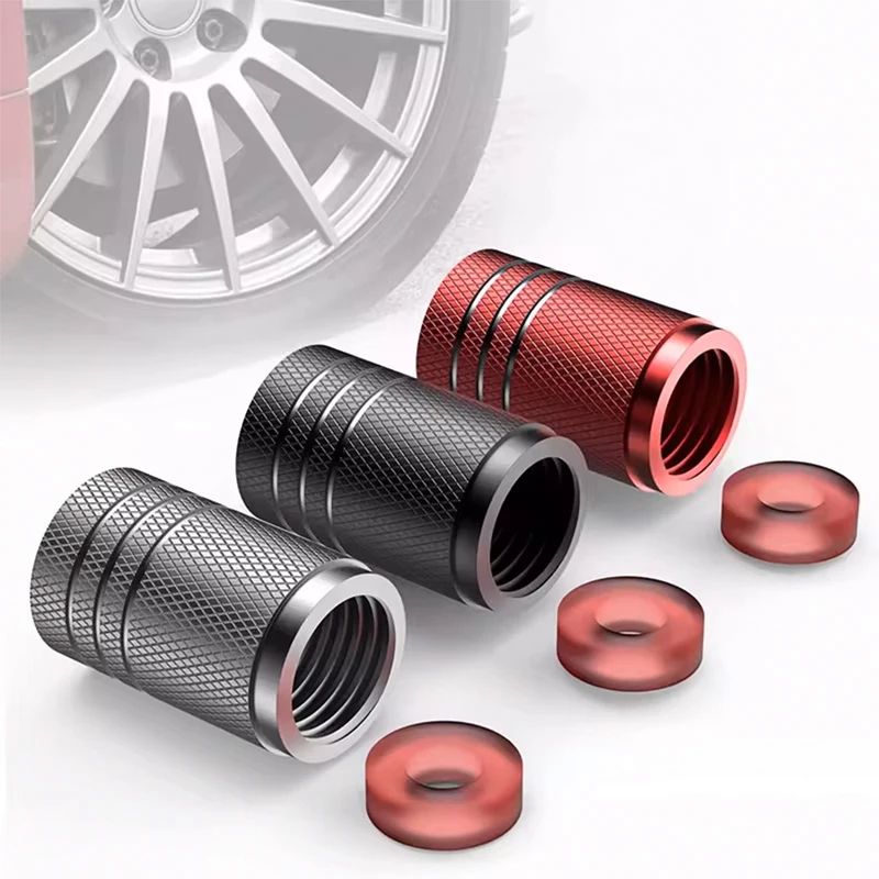4Pcs Car Tire Valve Stems Cap Knurling Style Tire Valve Cap Aluminum Tire Wheel Stem Air Valve Cap car Universal accessories