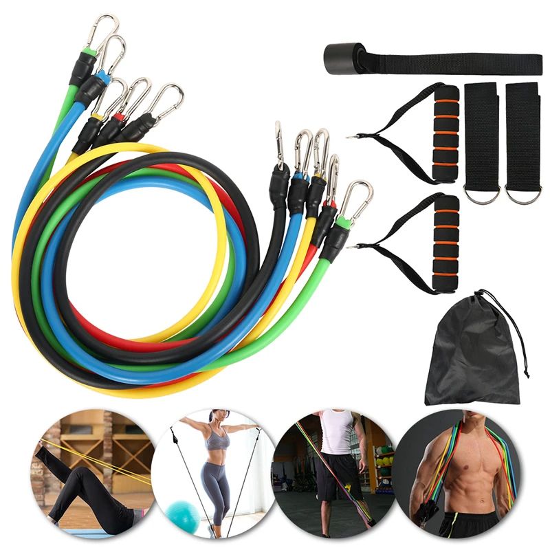 11 PCS Training Resistance Bands Yoga Pull Rope Tube Expander Fitness Equipment Home Elastic Bands for Exercise Workout Training