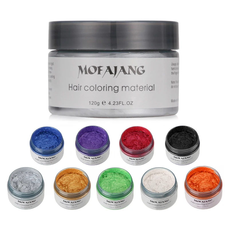 9 Colors Hair Wax Styling Conditioning Oil Mofajang Color Hair Wax Styling Pomade Silver Grandma Grey Disposable Natural Hair Strong Gel Cream Hair Dye for Women Men 120g