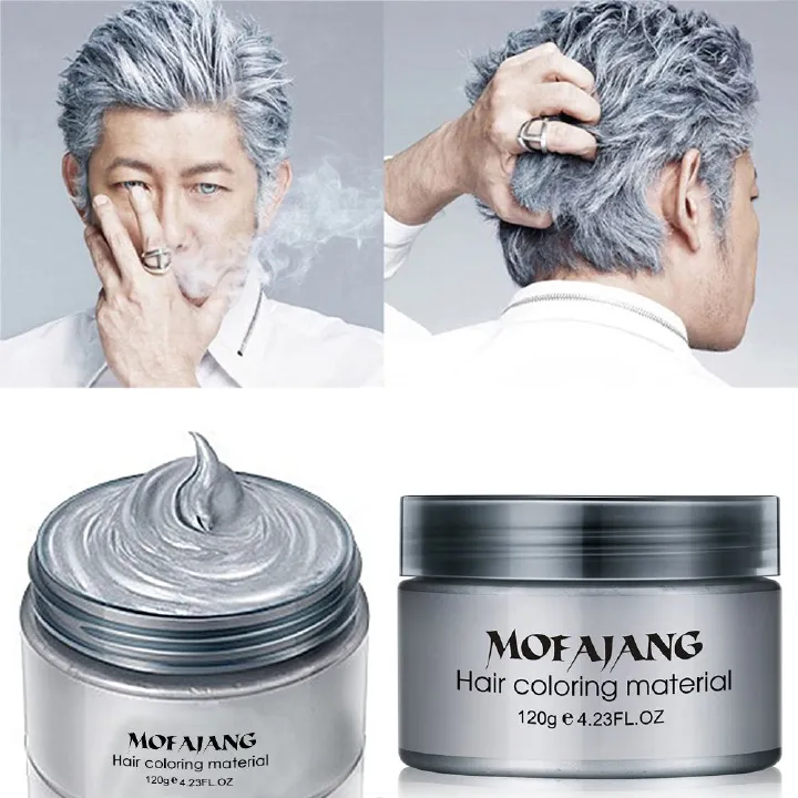 9 Colors Hair Wax Styling Conditioning Oil Mofajang Color Hair Wax Styling Pomade Silver Grandma Grey Disposable Natural Hair Strong Gel Cream Hair Dye for Women Men 120g