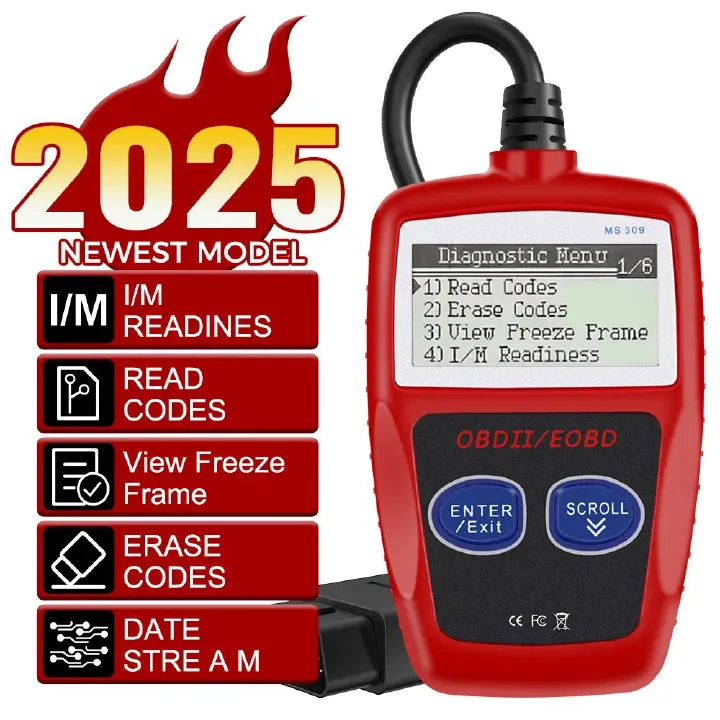 Code Reader YM519 MS309 OBD2 Code Reader Fault Code Scanner Multi-language Car Diagnostic Tools Engine System Battery Tester