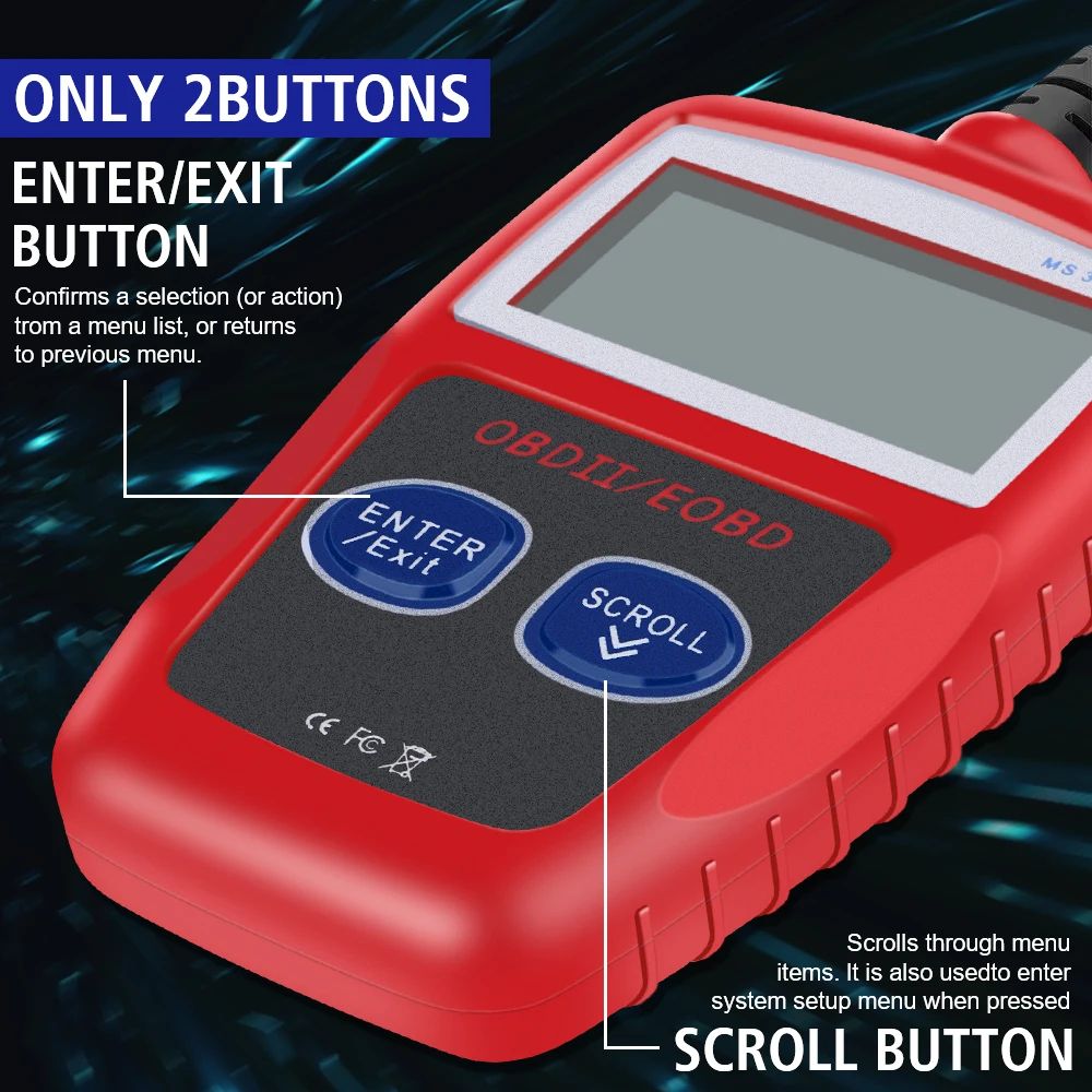 Code Reader YM519 MS309 OBD2 Code Reader Fault Code Scanner Multi-language Car Diagnostic Tools Engine System Battery Tester