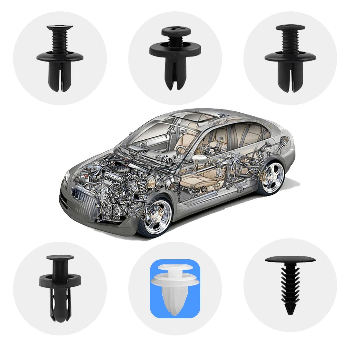 100pcs Auto Fastener Clip Mixed Car Body Push Retainer Pin Rivet Bumper Door Trim Panel Fastener Kit Car Clips
