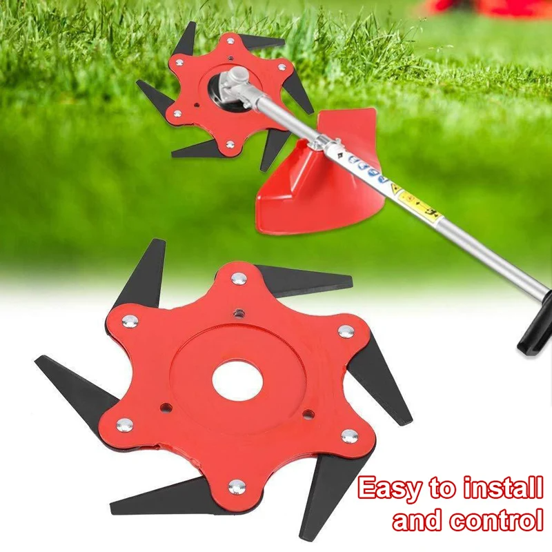 Manganese Steel Universal 6 Blades Trimmer Head for Lawn Mower Garden Tool Trymer Brush Weed Cutter Blades 65Mn Steel Hedge Grass Trimmer Head