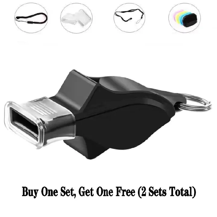 (Buy 1 Get 1 Free)Pea-less Sports Whistle for Coaches/Referees, Basketball Referee Seedless Plastic Dolphin Whistle Professional Referee Whistle Outdoor Sport, Wrist Strap, Lanyard & Storage Box