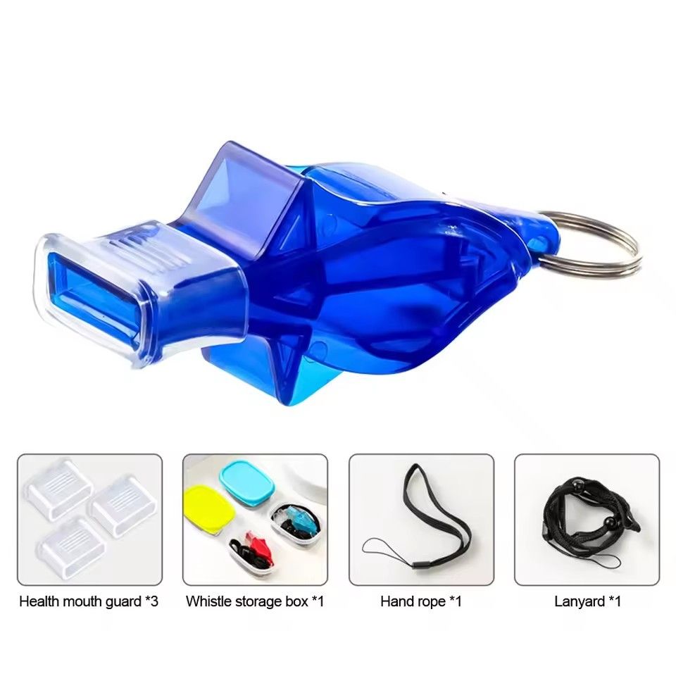 (Buy 1 Get 1 Free)Pea-less Sports Whistle for Coaches/Referees, Basketball Referee Seedless Plastic Dolphin Whistle Professional Referee Whistle Outdoor Sport, Wrist Strap, Lanyard & Storage Box