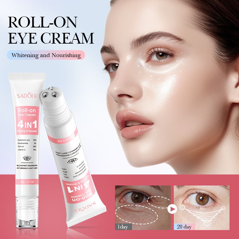 SADOER 4in1 Roll-on Moisturizing Eye Cream Anti Dark Circles Eyes Bags Firming Moisturizing Eye Serum Skin Care for Beauty Eyes