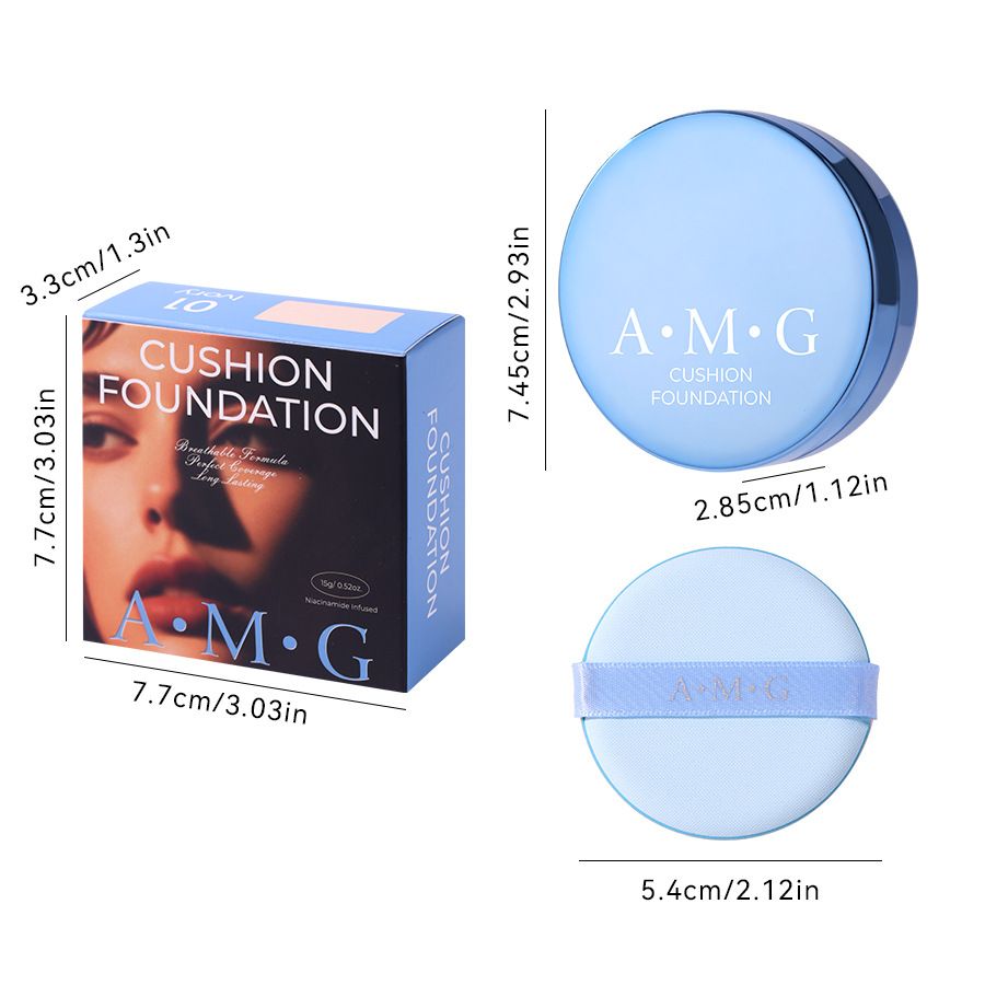 AMG Air Cushion BB Cream ,3 Color Air Cushion BB Cream with Mirror Highlighting Air Cushion Puff Box Plastic Waterproof Foundation Make-up BB Cream