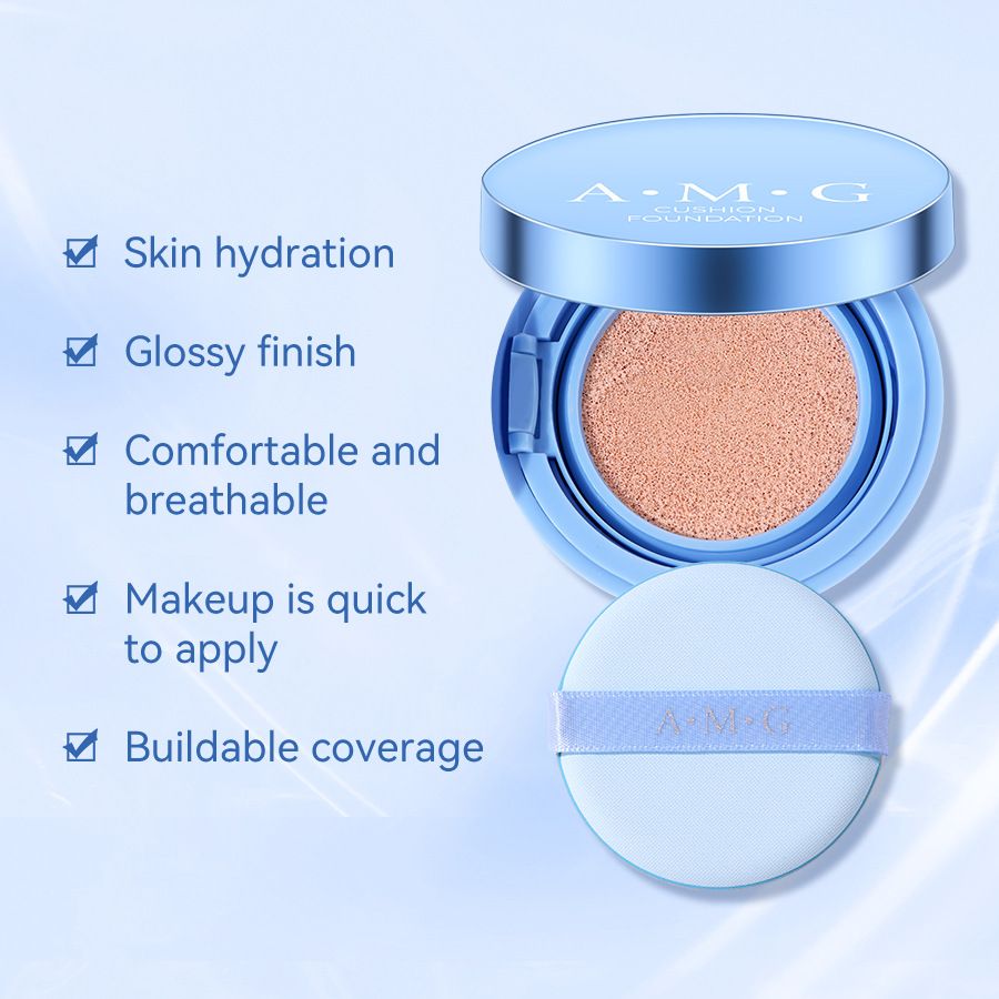 AMG Air Cushion BB Cream ,3 Color Air Cushion BB Cream with Mirror Highlighting Air Cushion Puff Box Plastic Waterproof Foundation Make-up BB Cream