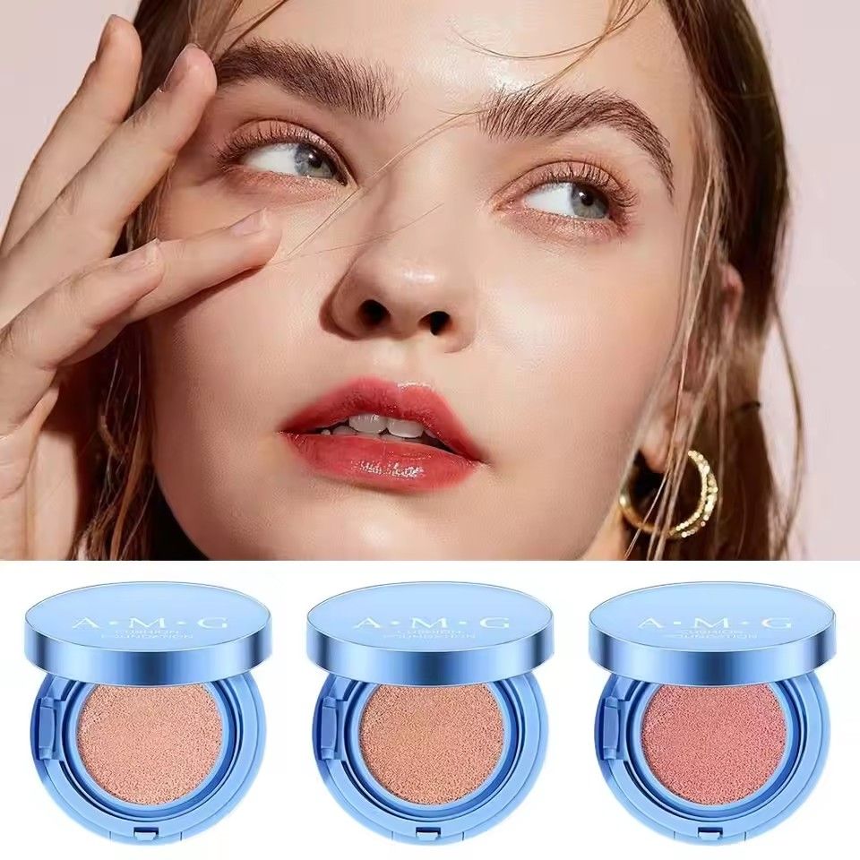 AMG Air Cushion BB Cream ,3 Color Air Cushion BB Cream with Mirror Highlighting Air Cushion Puff Box Plastic Waterproof Foundation Make-up BB Cream