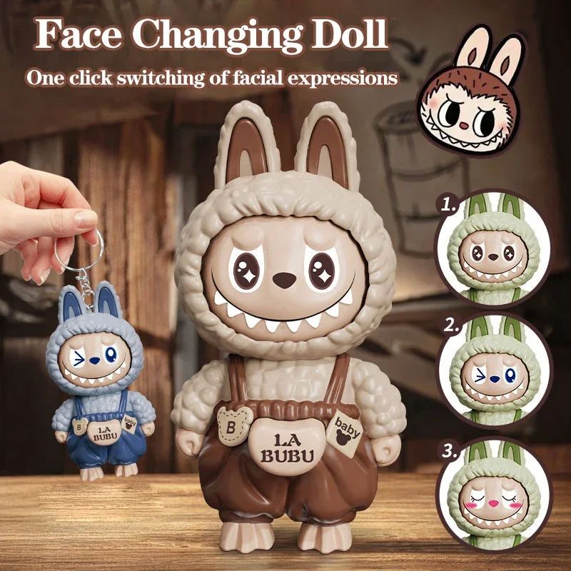 Press Face Changing Doll Toy Pendant Creative Cartoon Keychain Decompression Cute Face Changing Game Car Keychain Desktop Decor