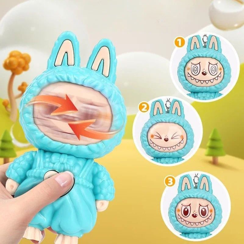 Press Face Changing Doll Toy Pendant Creative Cartoon Keychain Decompression Cute Face Changing Game Car Keychain Desktop Decor