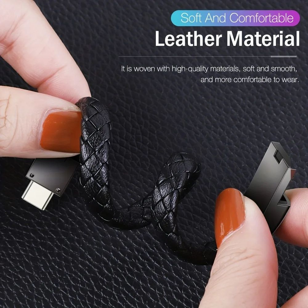 Outdoor Portable Leather Mini Micro USB Bracelet Charger Data Charging Cable Sync Cord