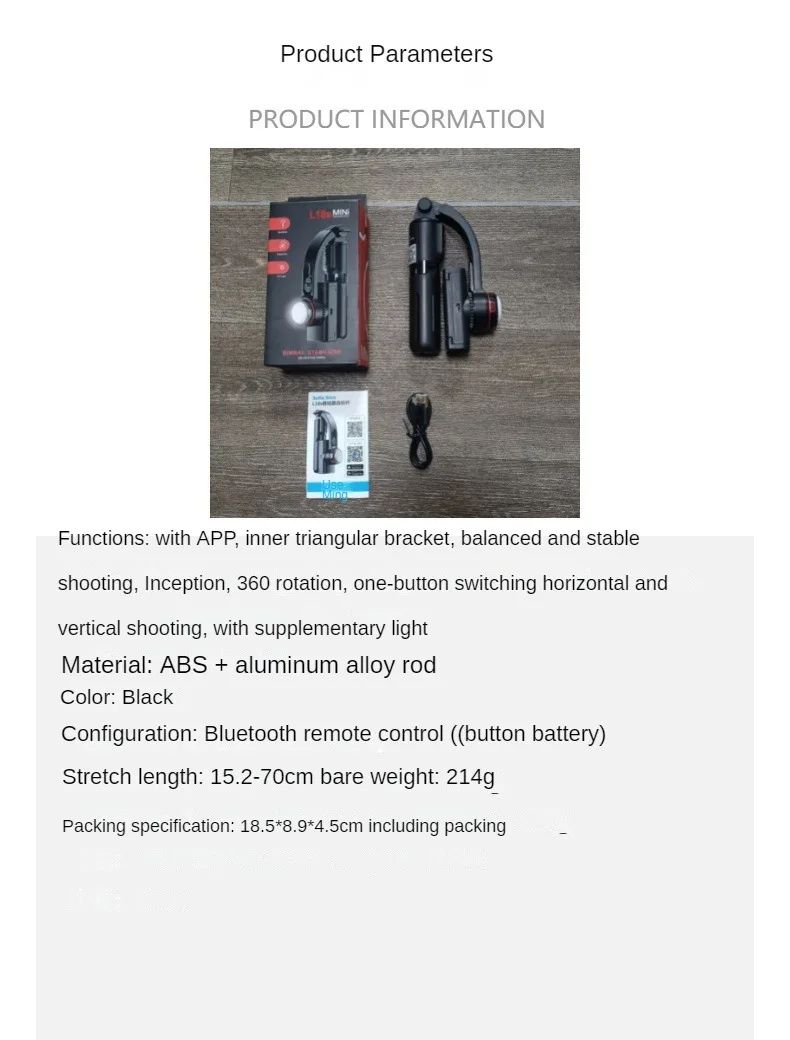 Super Mini Mobile Phone Stabilizer Hand-Held Tripod Head,Mobile gimbal Stabilizer Foldable with Tripod Stand, Anti-Shake Function and Phone Holder for Live Streaming and Selfie Stick，