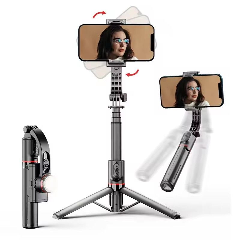 Super Mini Mobile Phone Stabilizer Hand-Held Tripod Head,Mobile gimbal Stabilizer Foldable with Tripod Stand, Anti-Shake Function and Phone Holder for Live Streaming and Selfie Stick，