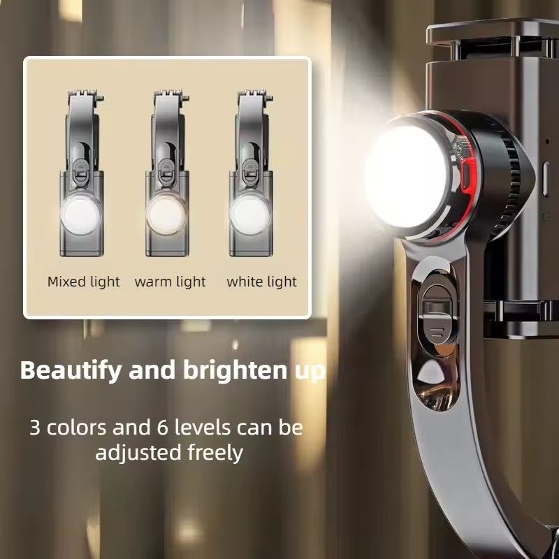 Super Mini Mobile Phone Stabilizer Hand-Held Tripod Head,Mobile gimbal Stabilizer Foldable with Tripod Stand, Anti-Shake Function and Phone Holder for Live Streaming and Selfie Stick，