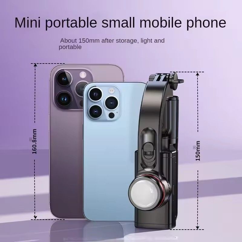 Super Mini Mobile Phone Stabilizer Hand-Held Tripod Head,Mobile gimbal Stabilizer Foldable with Tripod Stand, Anti-Shake Function and Phone Holder for Live Streaming and Selfie Stick，