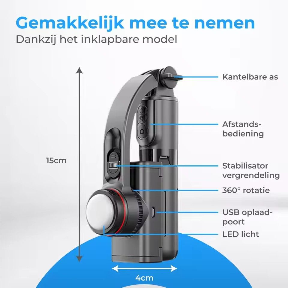 Super Mini Mobile Phone Stabilizer Hand-Held Tripod Head,Mobile gimbal Stabilizer Foldable with Tripod Stand, Anti-Shake Function and Phone Holder for Live Streaming and Selfie Stick，