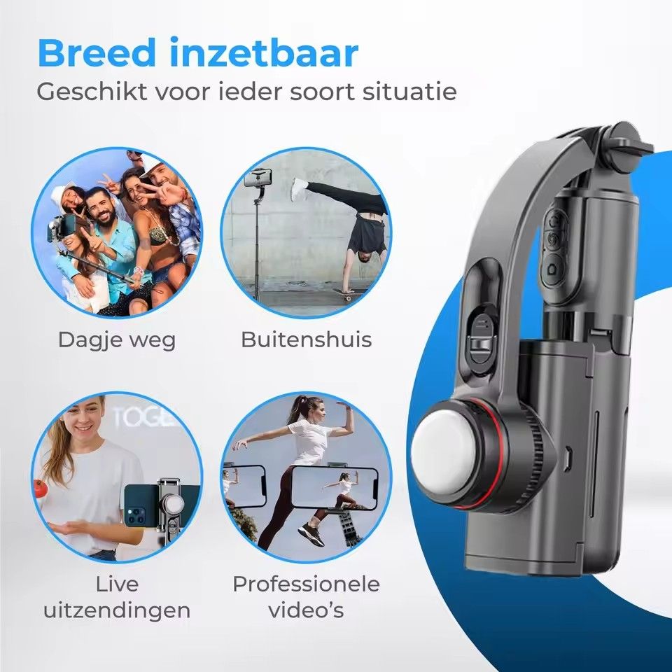 Super Mini Mobile Phone Stabilizer Hand-Held Tripod Head,Mobile gimbal Stabilizer Foldable with Tripod Stand, Anti-Shake Function and Phone Holder for Live Streaming and Selfie Stick，