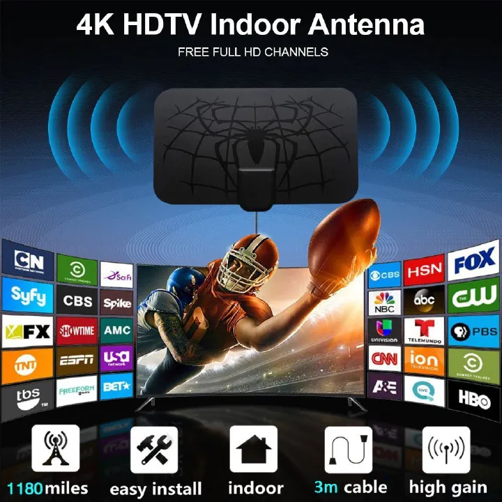 Indoor 4K Digital HDTV Indoor TV Antenna With Amplifier Signal Booster TV Radius Surf Fox Antena HD TV Antennas Aerial