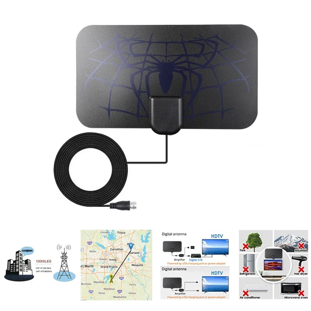 Indoor 4K Digital HDTV Indoor TV Antenna With Amplifier Signal Booster TV Radius Surf Fox Antena HD TV Antennas Aerial